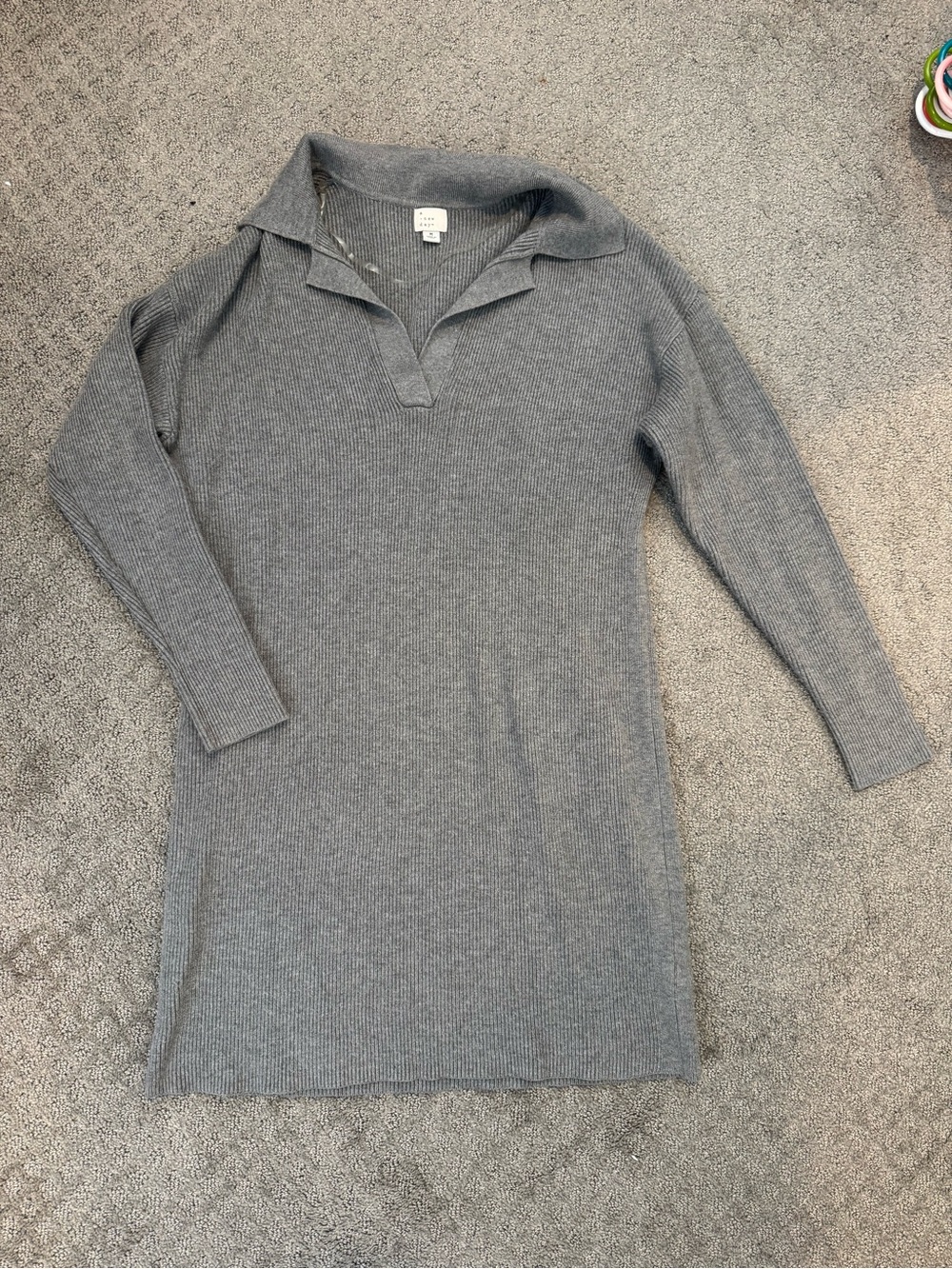 a new day Gray Ribbed V-Neck Sweater Dress